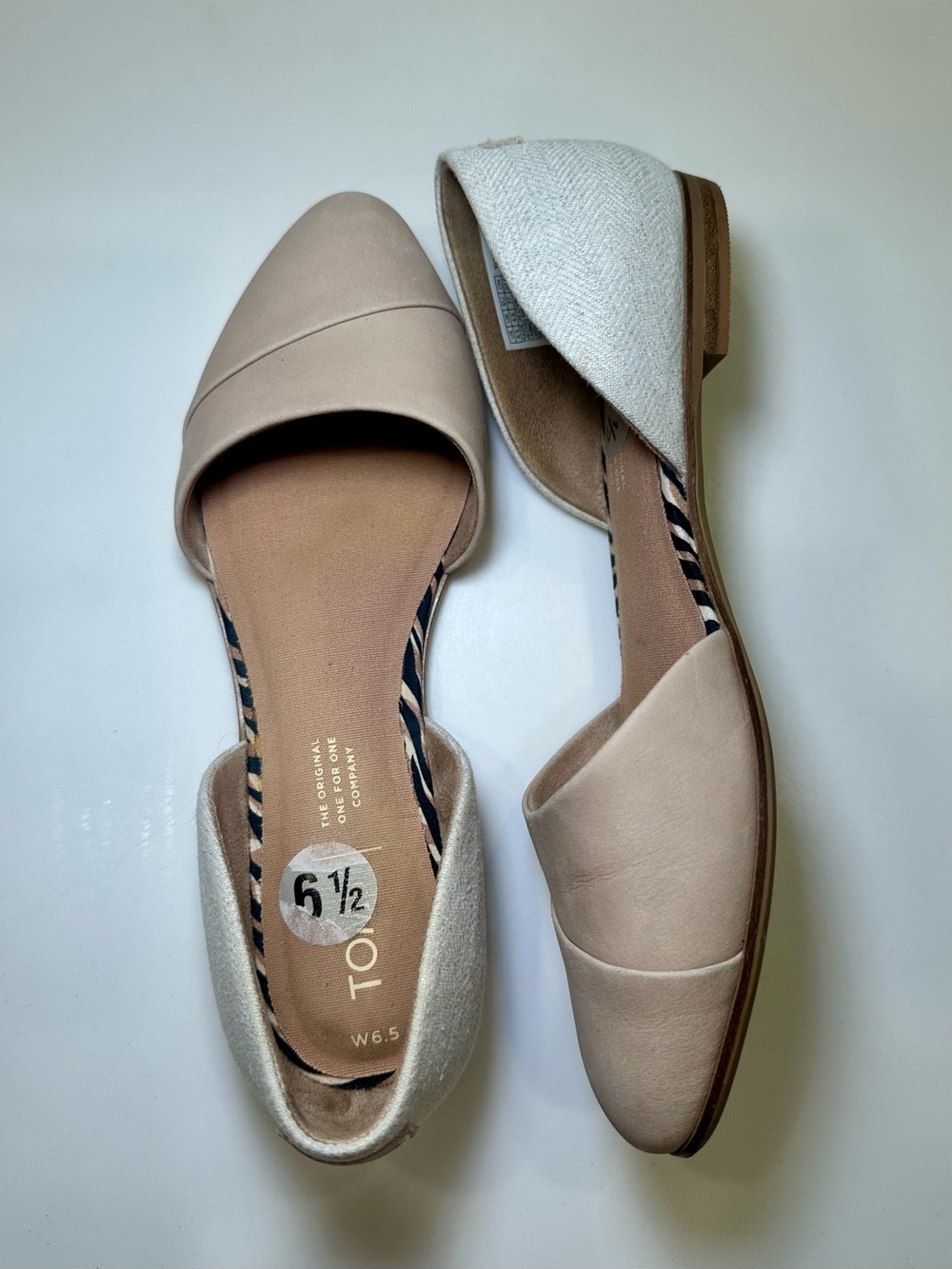 Toms Women’s Two-Tone D’Orsay Flats in Blush and Ivory - Picture 2 of 4